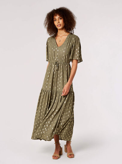 Gold Foil Tier Maxi Dress