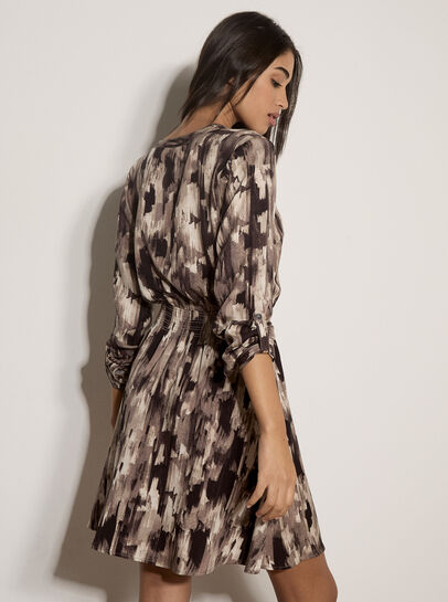 Abstract Print Utility Mini Dress