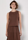Double Layered Textured Cotton Top, Brown, large