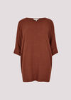 Soft-Touch Batwing Waffle Knit Top, Rust, large