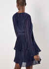 Plisse Tiered Mini Dress, Navy, large