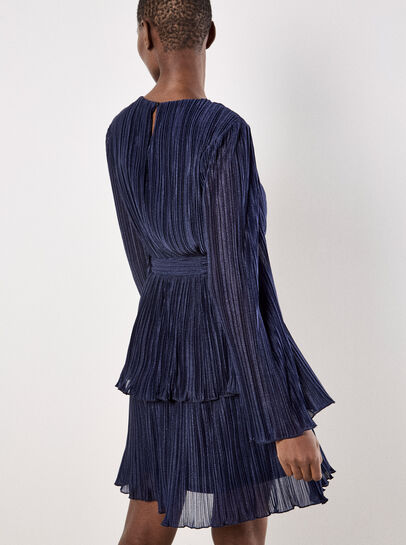 Plisse Tiered Mini Dress