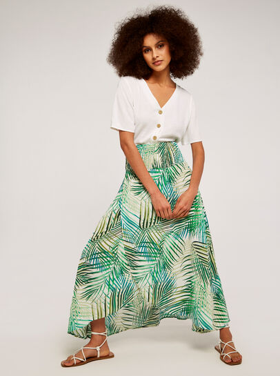 Tropical Leaf Wrap Skirt