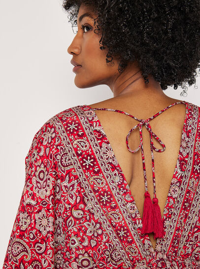 Foil Floral Paisley Satin Maxi Dress