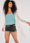 Lace Fringed Long Sleeve Cover Up, Cream, large