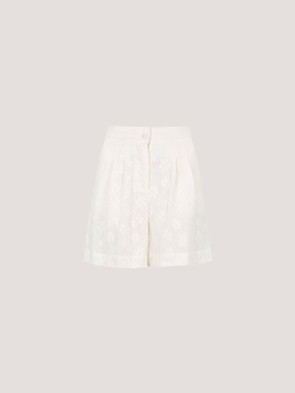 Daisy Mesh Shorts, Cream, large