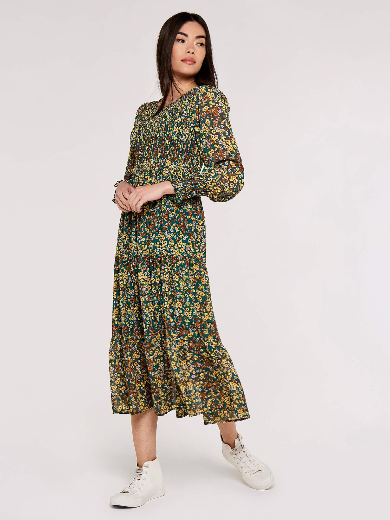Daisy Spritz Smock Dress Apricot Clothing