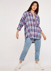 Oversized Check Shirt, Blue, large