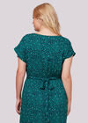 Leaf Print Tie Back Midi Dress+, Navy, large