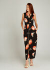 Black Peony Zip Front Maxi Dress, Black, large