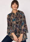 Paisley Plisse Top, Teal, large