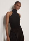 Roll Neck Knitted Tank Top, Black, large