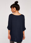 Soft Touch Batwing Top, Navy, large