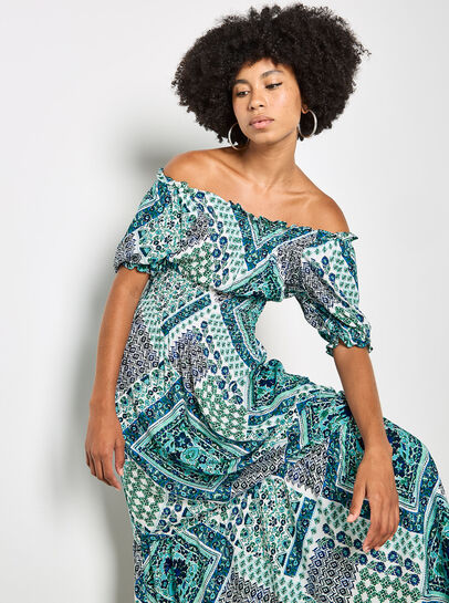 Boho Folk Print Maxi Dress