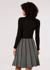 Chevron Knit Mini Dress, Black, large