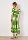 Folk Floral Print Midi Dress, Green, large