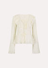 Lace Ruffle Cardigan, Cream, large