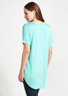 Oversized Rounded Hem Top, Aqua - Turquoise, large