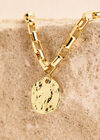 24K Gold Plated Hammered Coin Necklace, Gold, large