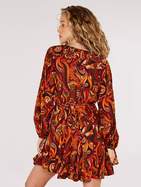 Swirl Flute  Mini Dress, Brown, large