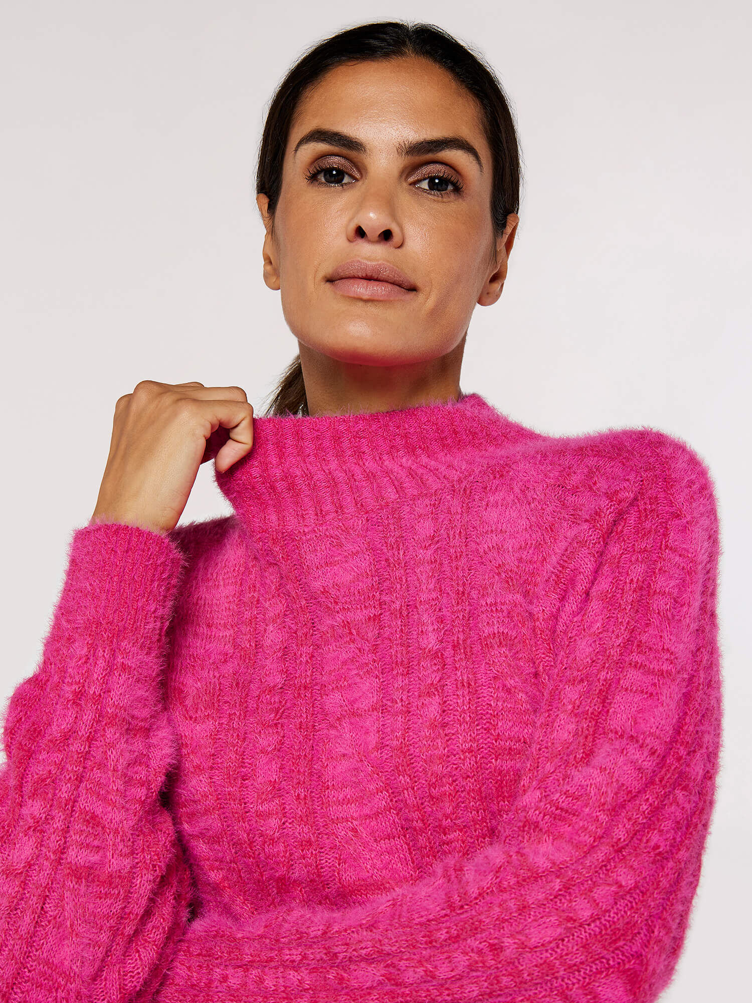 Aran Fuzzy Jumper Apricot Clothing