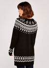 Fairisle Crew Neck Jumper Dress, Black, large