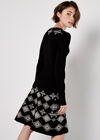 Diamond Border Snood Knitted Mini Dress, Black, large