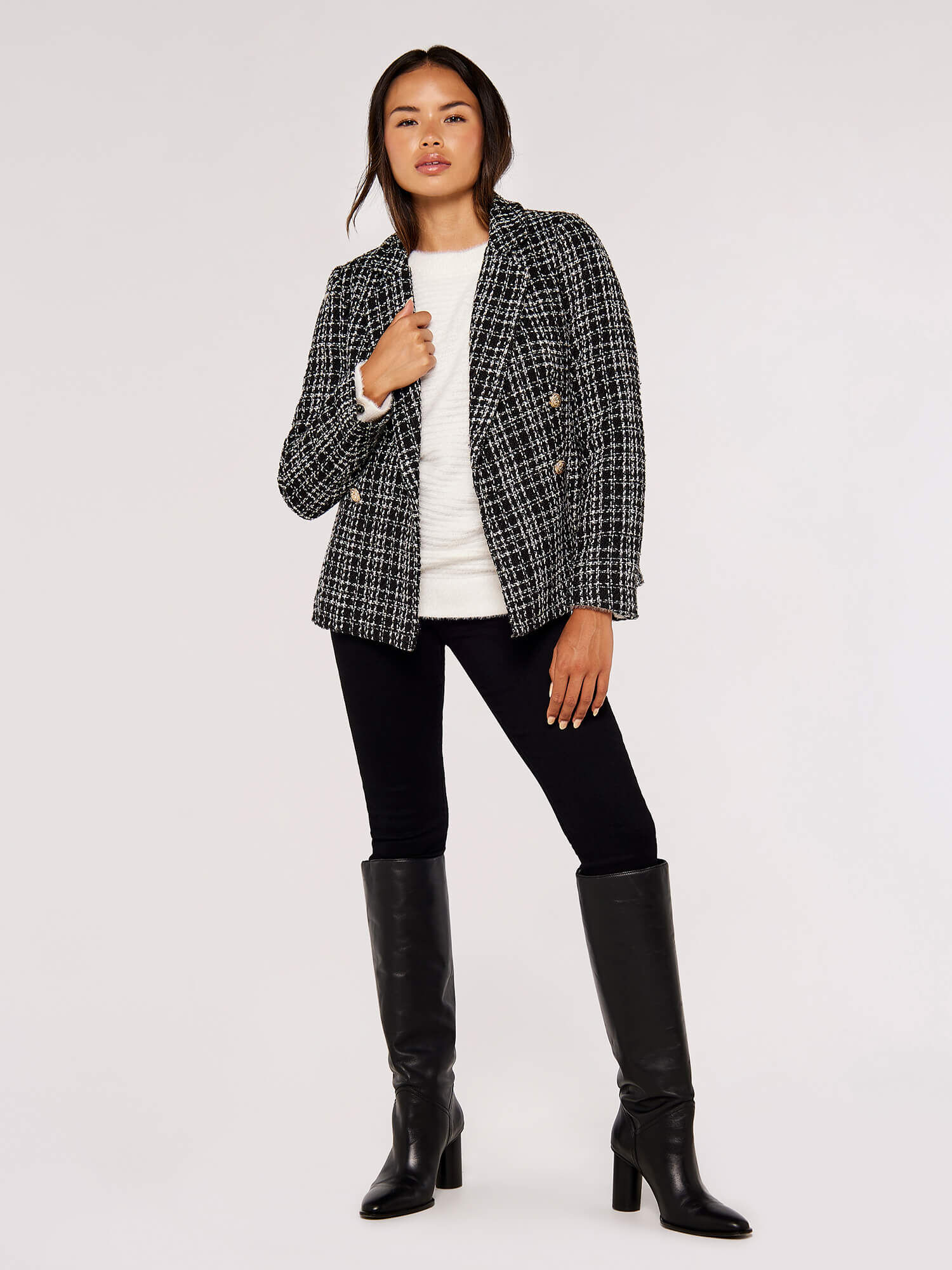 Tweed blazer womens black best sale
