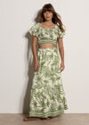 Palm Print Crop Top, Cream, large