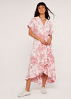 Leaf Print Midi Dress, Pink, large