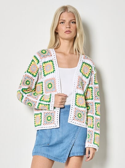 Pastel Floral Crochet Cardigan