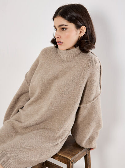 Oversized Fluffy Knit Jumper Mini Dress