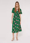 Smocked Bodice Midi Dress, Green, large