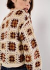 Crochet Squares Cropped Jumper, Burgundy, large