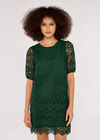 Geometric Lace Shift Dress, Green, large