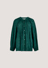Floral Embroidered Cotton Shirt, Green, large