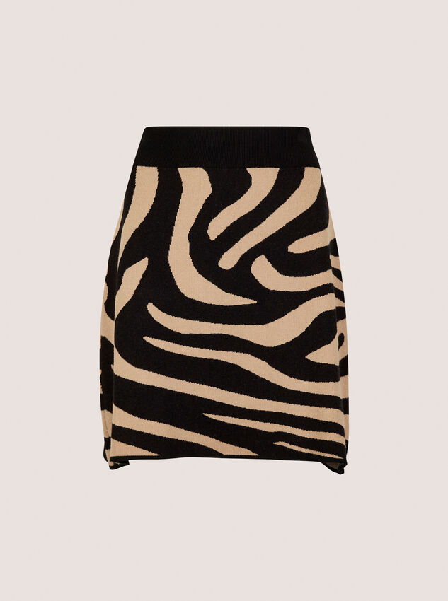 Zebra Knitted A-Line Skirt, Black, large