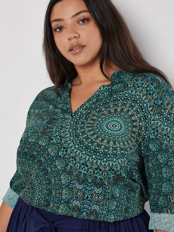 Moroccan Mandala Top, Green, large