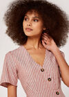 Stripe Asym Button Dress, Rust, large