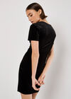 Velvet Ruched Bodycon Mini Dress, Black, large