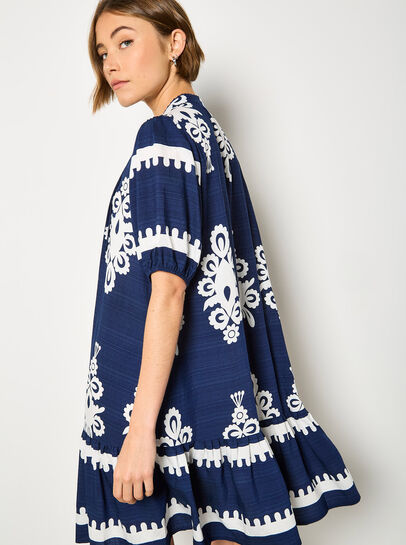 Baroque Print Shirt Mini Dress
