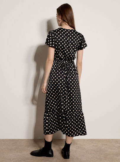 Polka Dot Satin Midi Dress