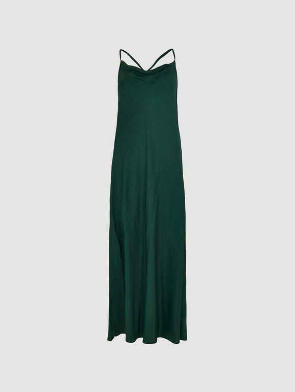 Backless Satin Maxi Dress, Green, large