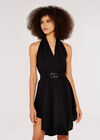 Halterneck Mini Dress, Black, large