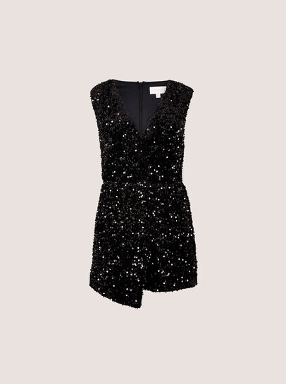 Sequin Velvet Wrap Playsuit