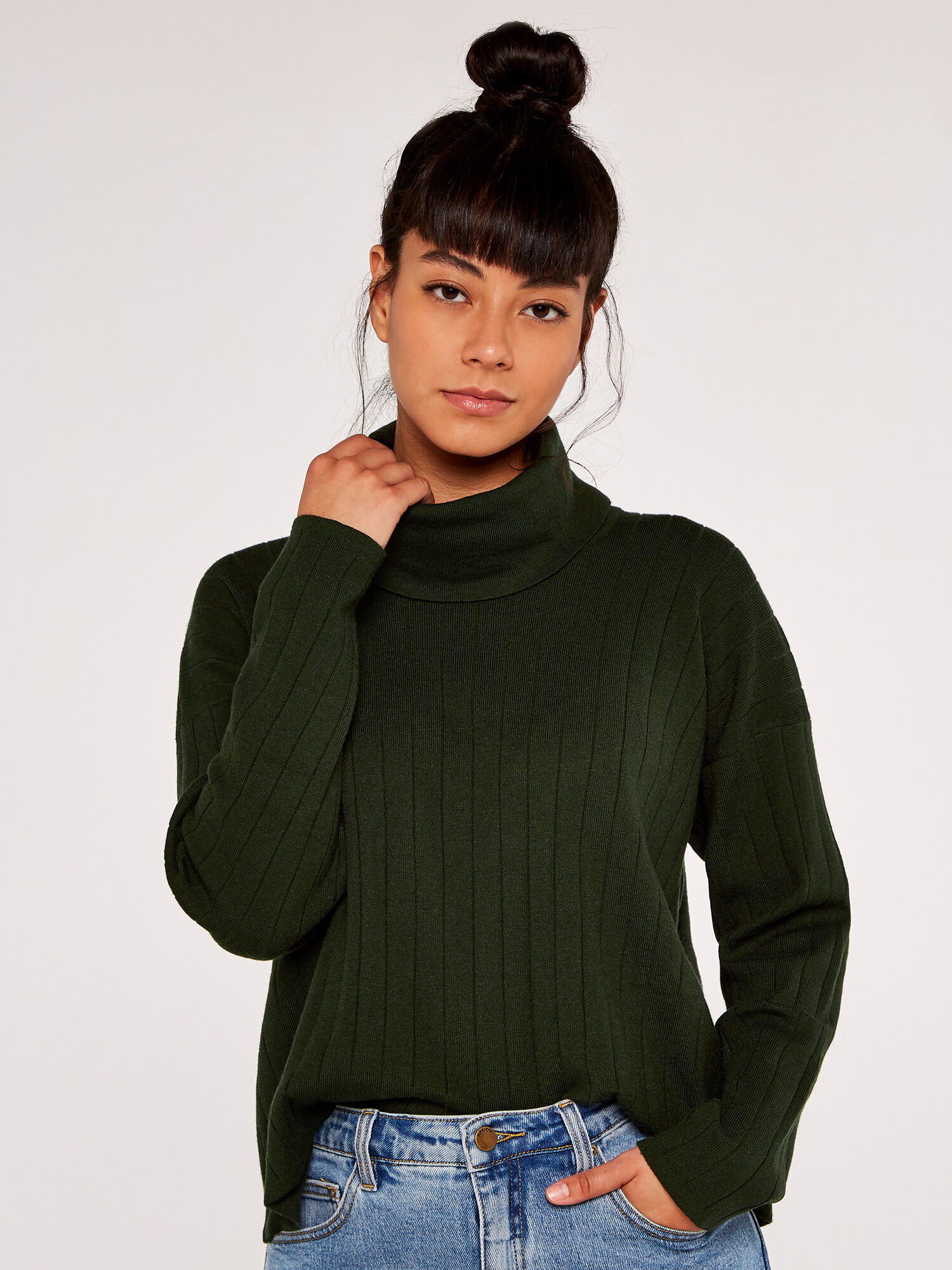 Green cowl neck jumper online