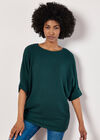Soft-Touch Batwing Waffle Knit Top, Green, large