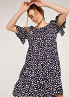 Spot Tiered Mini Dress, Navy, large