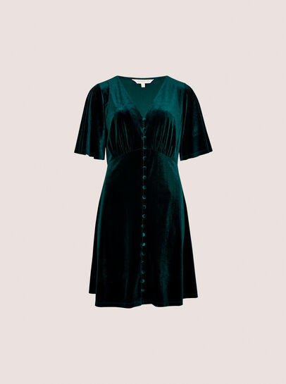 Velvet Button-Down Mini Dress