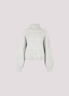 Cable Knit Roll Neck Jumper, Grey, large